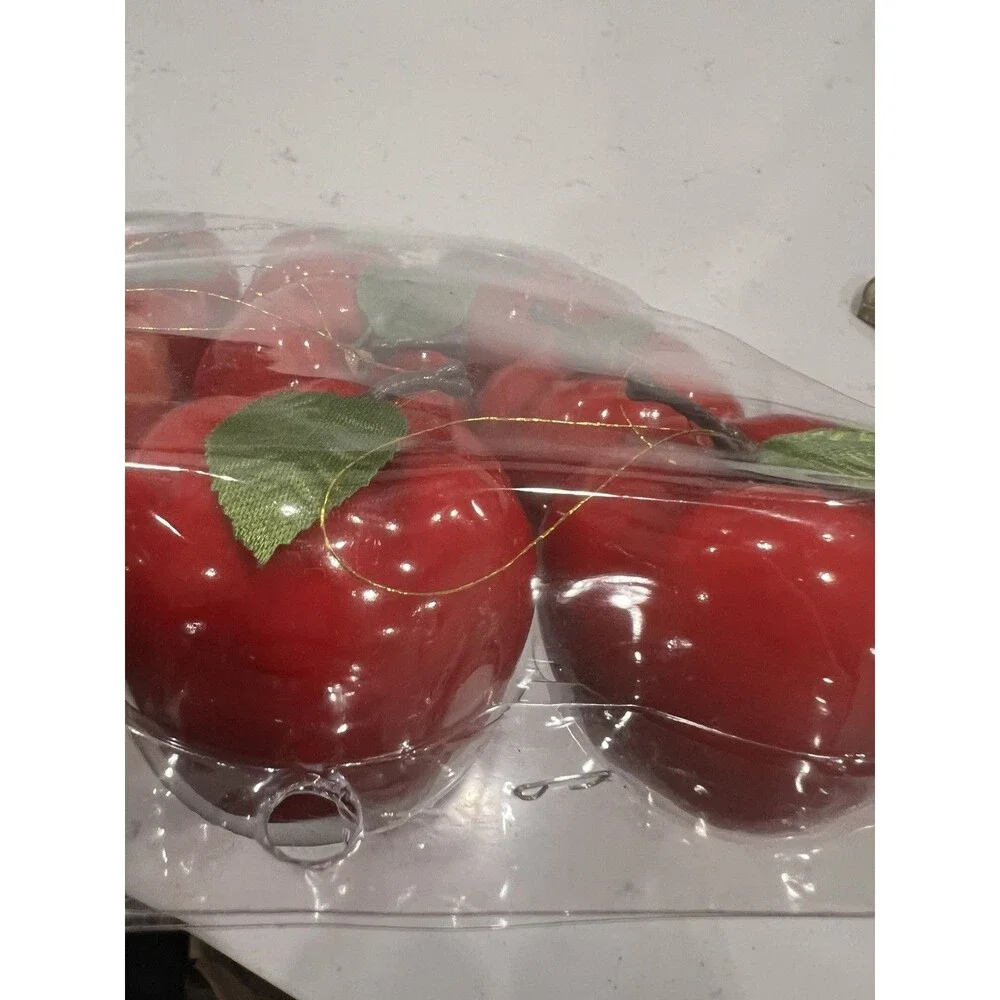 Vintage Lot 12 Hanging Christmas Apples Ornaments (New Sealed) Red Holiday